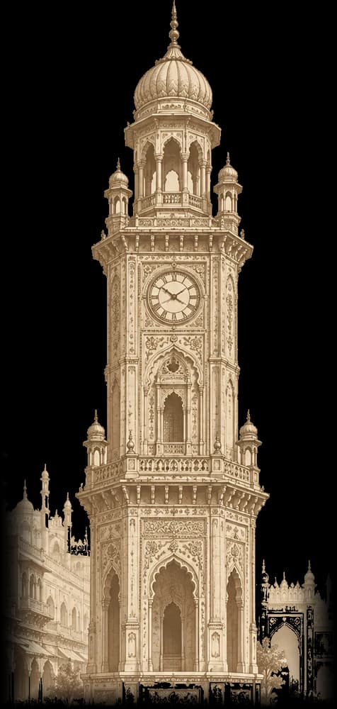 An illustration of Lucknow’s Husainabad Clock Tower